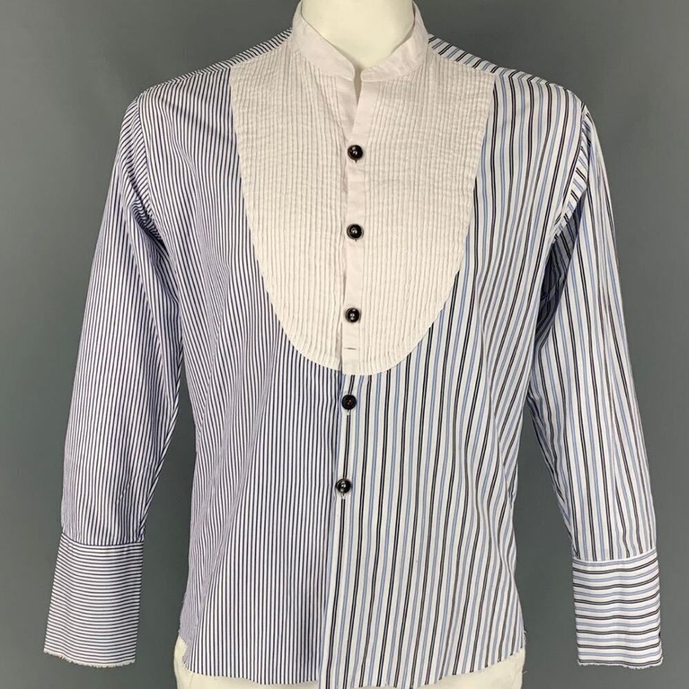 Paul and Shark - Greg Lauren - Dress Shirt - Size XL - Stripped - Blue - White